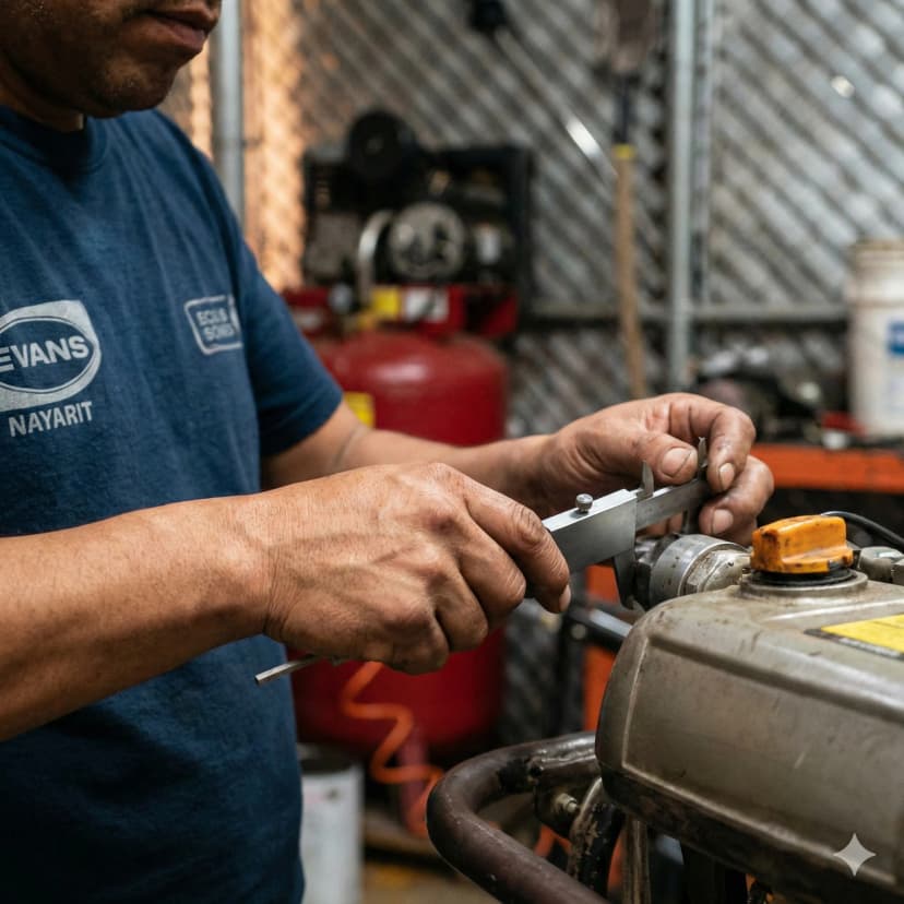 Técnico reparando bomba Evans
